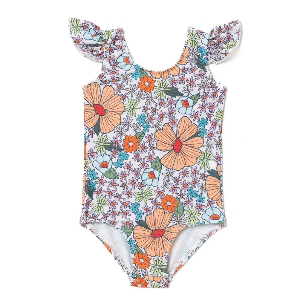 Wavy Floral Flutter One Piece