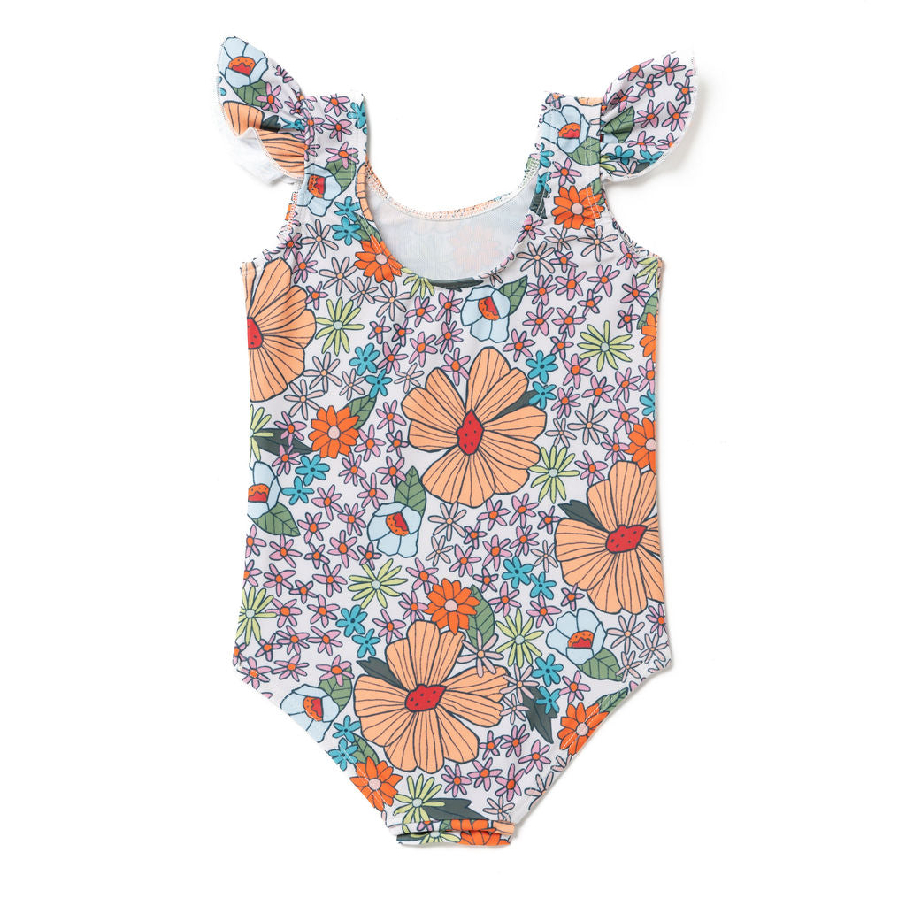 Wavy Floral Flutter One Piece