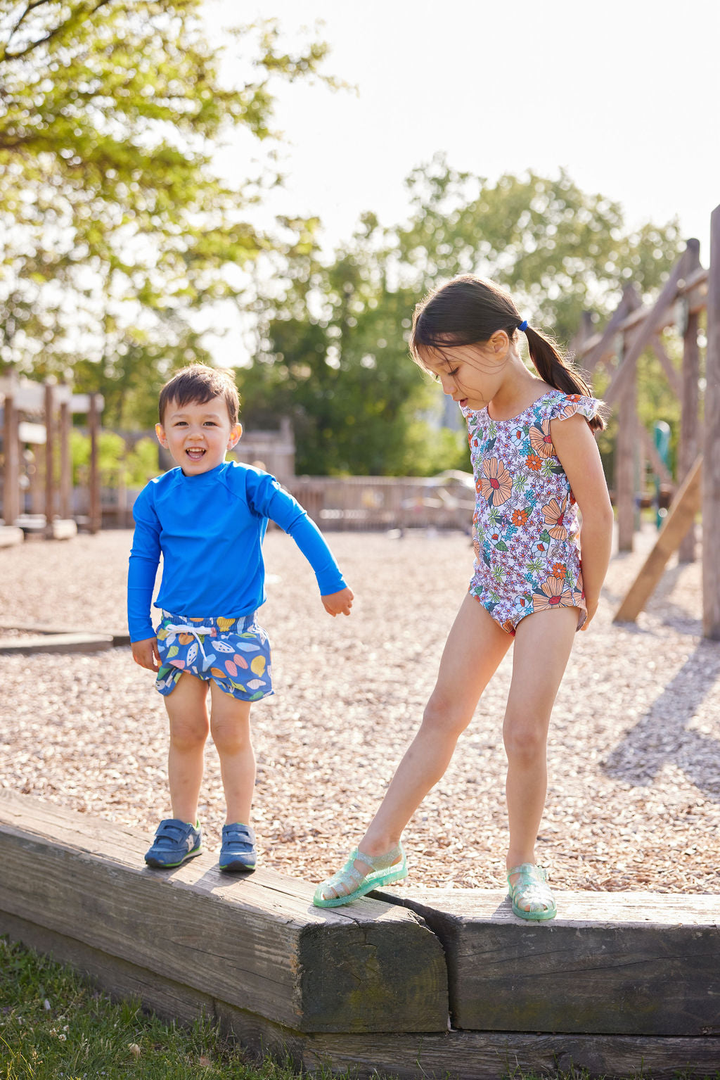 Wavy Floral Flutter One Piece