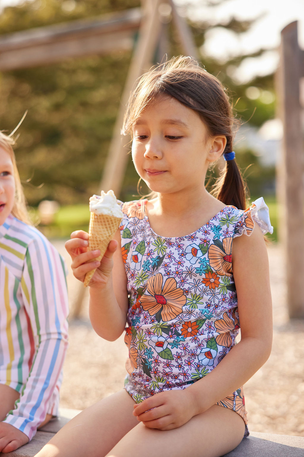 Wavy Floral Flutter One Piece